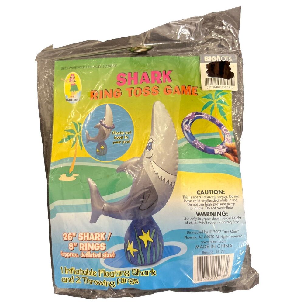 TAKE ONE INFLATABLE SHARK RING TOSS NWT KIDS FUN FAMILY PARTY ACTIVITY GAME GIFT